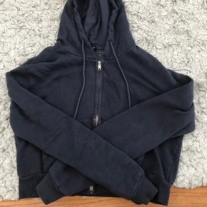 NAVY BRANDY MELVILLE ZIP UP CROPPED JACKET